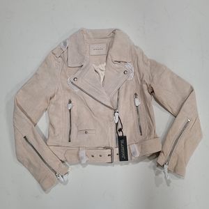 BLANKNYC Medium Beige Off White Leather Moto Biker High Altitude Jacket